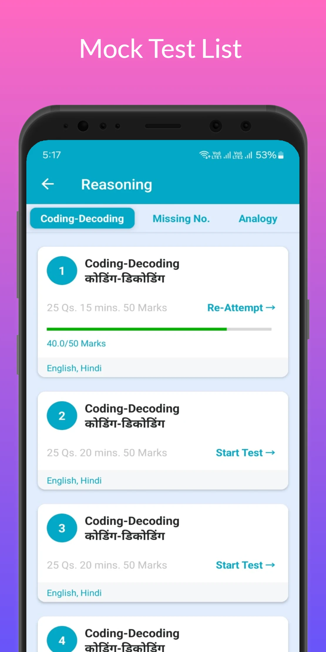 Reasoning Notes & Mock Tests screenshot
