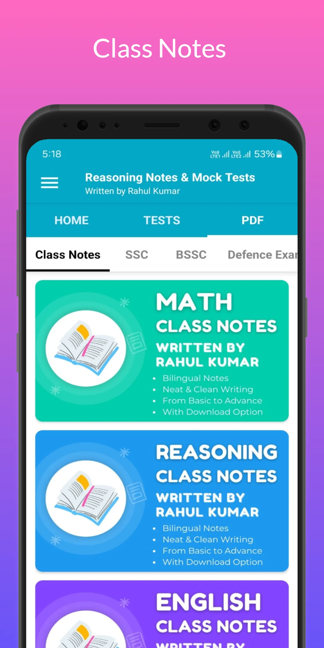 Reasoning Notes & Mock Tests screenshot